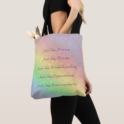 Reiki Principes Rainbow Mandala-ontwerp Tote Bag (Dichtbij)
