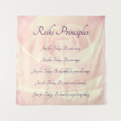 Reiki Principes Roze roze ontwerp Wandkleed (Voorkant)