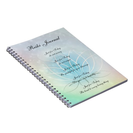 Reiki Principes sparkly Lotus design Notitieboek (Rechterzijde)