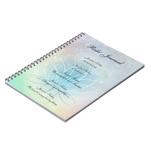 Reiki Principes sparkly Lotus design Notitieboek (Linkerzijde)