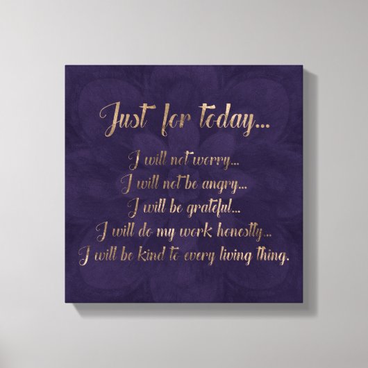 Reiki Principles- Goud op paarse lotus Canvas Afdruk (Voorkant)
