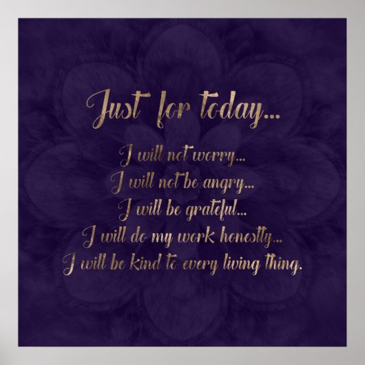 Reiki Principles- Goud op paarse lotus Poster (Voorkant)