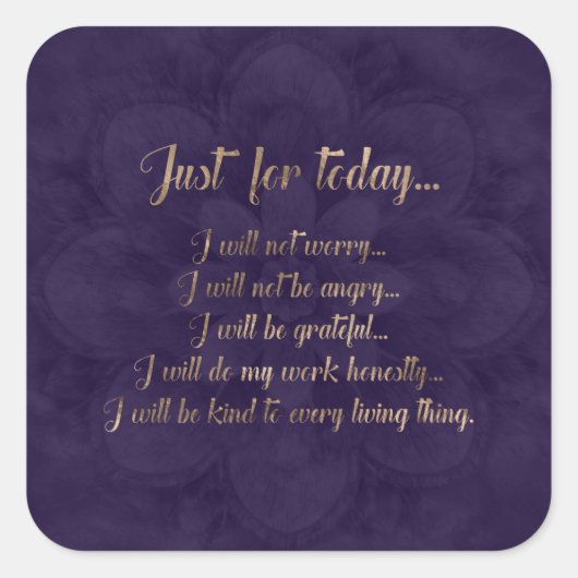 Reiki Principles- Goud op paarse lotus Vierkante Sticker (Voorkant)