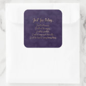 Reiki Principles- Goud op paarse lotus Vierkante Sticker (Tas)