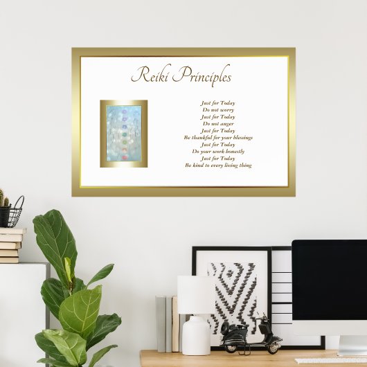 Reiki Principles Healing Hands design Poster (Thuiskantoor)