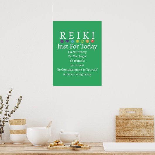 Reiki Principles Precies Green Poster (Keuken)
