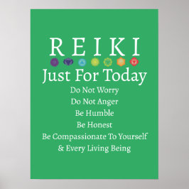 Reiki Principles Precies Green Poster