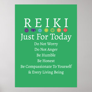 Reiki Principles Precies Green Poster