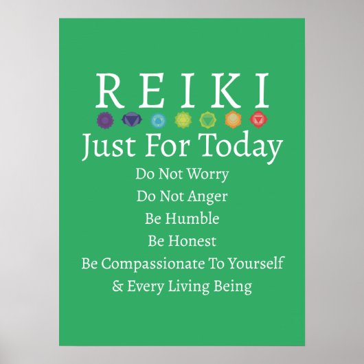 Reiki Principles Precies Green Poster (Voorkant)