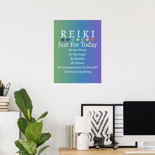 Reiki Principles Prepageert gradiënt Groen tot Paa Poster (Thuiskantoor)