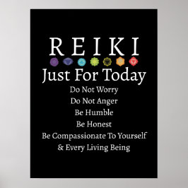 Reiki Principles Prepts Black Poster