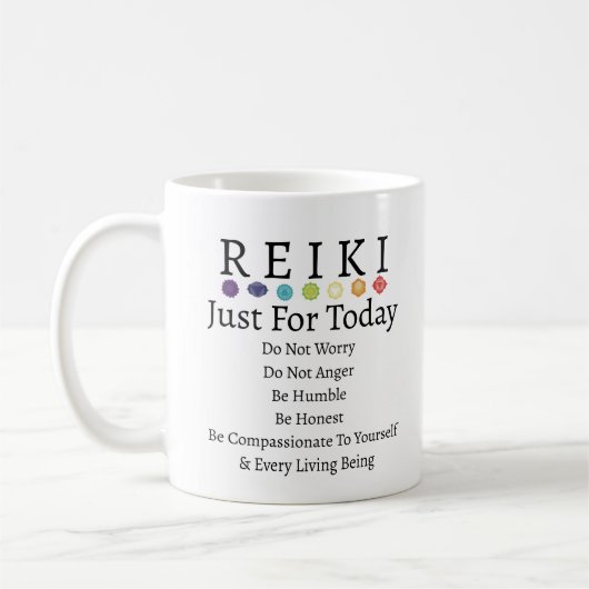 Reiki Principles Prepts White Koffiemok (Links)