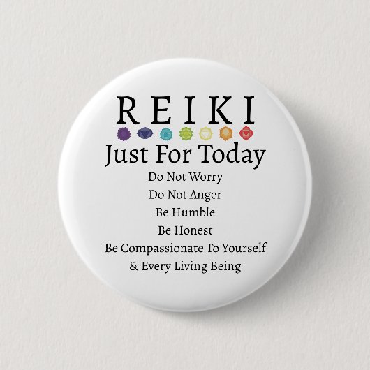 Reiki Principles Prepts White Ronde Button 5,7 Cm (Voorkant)