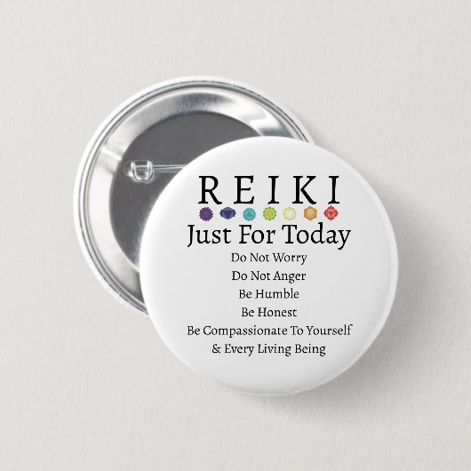 Reiki Principles Prepts White Ronde Button 5,7 Cm (Voorkant /achterkant)