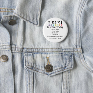 Reiki Principles Prepts White Ronde Button 5,7 Cm