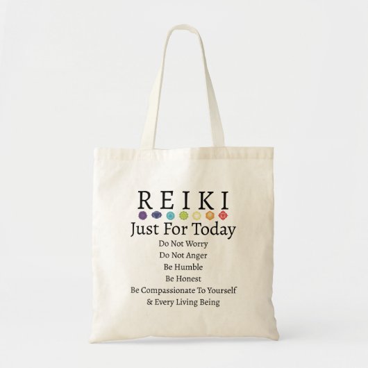 Reiki Principles Prepts White Tote Bag (Voorkant)