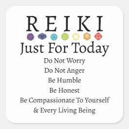 Reiki Principles Prepts White Vierkante Sticker