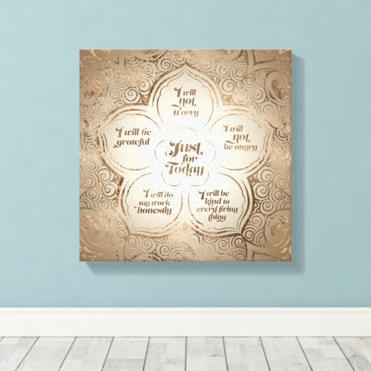Reiki Principles - Reiki Precepts Golden Sheer Canvas Afdruk (Insitu (Houten vloer))