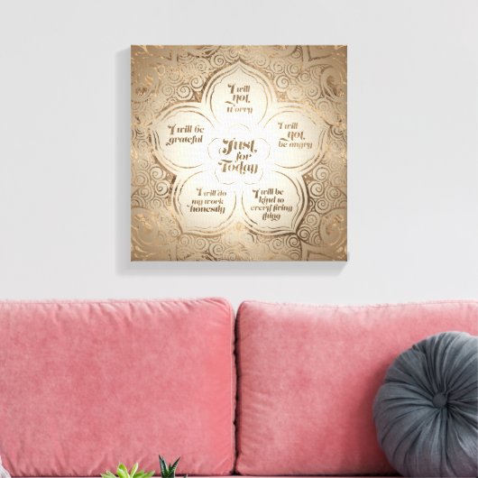 Reiki Principles - Reiki Precepts Golden Sheer Canvas Afdruk (Insitu (Woonkamer))
