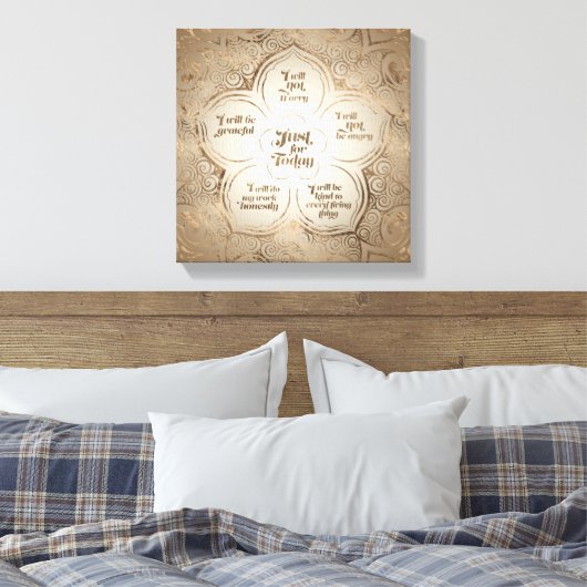 Reiki Principles - Reiki Precepts Golden Sheer Canvas Afdruk (Insitu (Slaapkamer))