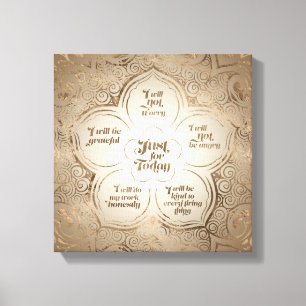 Reiki Principles - Reiki Precepts Golden Sheer Canvas Afdruk