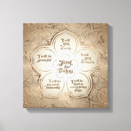 Reiki Principles - Reiki Precepts Golden Sheer Canvas Afdruk (Voorkant)