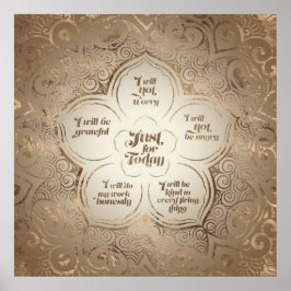 Reiki Principles - Reiki Precepts Golden Sheer Poster