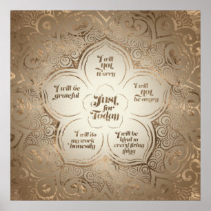 Reiki Principles - Reiki Precepts Golden Sheer Poster