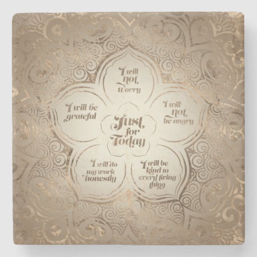 Reiki Principles - Reiki Precepts Golden Sheer Stenen Onderzetter (Voorkant)