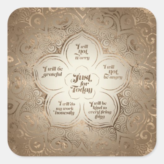 Reiki Principles - Reiki Precepts Golden Sheer Vierkante Sticker (Voorkant)
