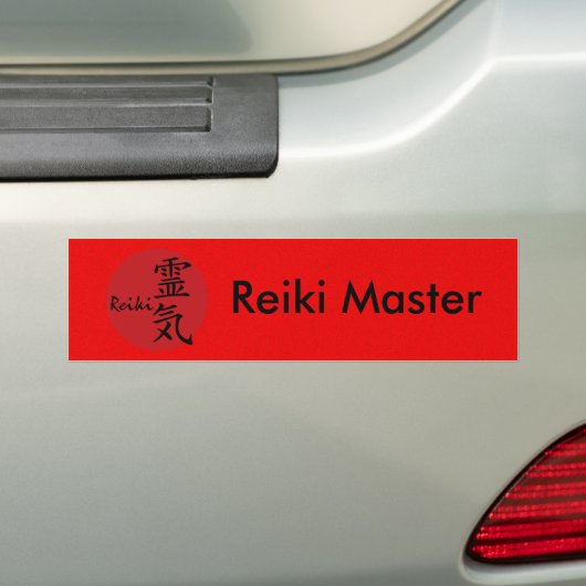 Reiki - rood en jouw tekst bumpersticker (Op auto)