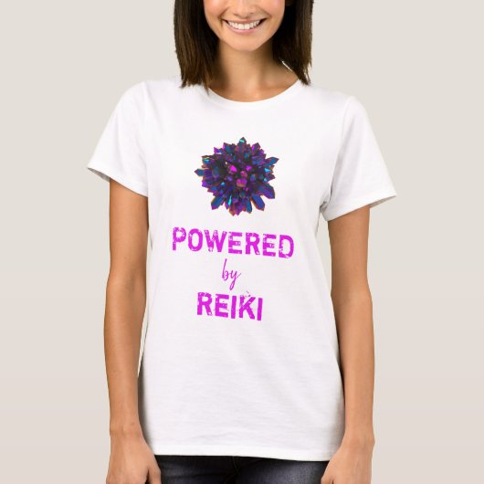 *~* Reiki Roze Paarse Crystal Sphere Women White T-shirt (Voorkant)