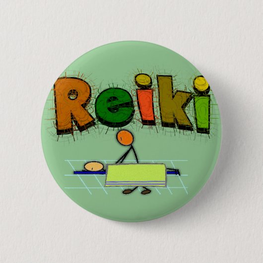 Reiki Stick People Design Gifts Ronde Button 5,7 Cm (Voorkant)
