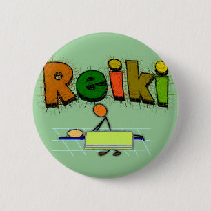 Reiki Stick People Design Gifts Ronde Button 5,7 Cm