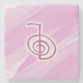 Reiki Symbol Cho Ku Rei roze Onderzetter met marme (Voorkant)