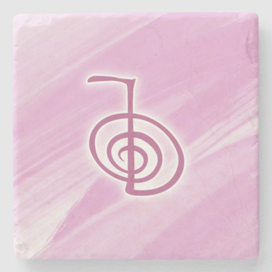 Reiki Symbol Cho Ku Rei roze Onderzetter met marme (Voorkant)