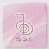 Reiki Symbol Cho Ku Rei roze Onderzetter met marme (Voorkant)