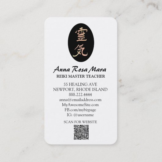 *~* Reiki Symbol Kanji Japan QR Ombre Peach Visitekaartje (Achterkant)