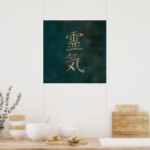 Reiki Symbolen- goud op blauwgroen  canvas Poster (Keuken)