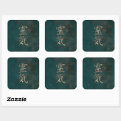 Reiki Symbolen- goud op blauwgroen  canvas Vierkante Sticker (Vel)