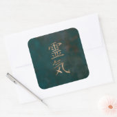 Reiki Symbolen- goud op blauwgroen  canvas Vierkante Sticker (Envelop)