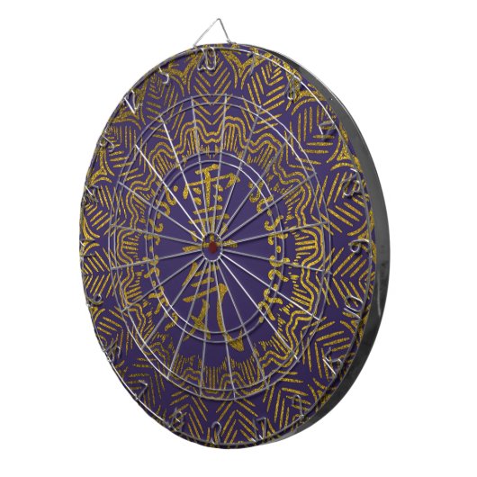 Reiki Symbolen in gouden mandala Dartbord (Voorkant Rechts)
