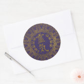 Reiki Symbolen in gouden mandala Ronde Sticker (Envelop)