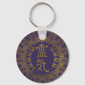 Reiki Symbolen in gouden mandala Sleutelhanger (Voorkant)