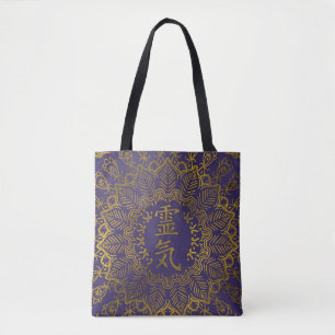 Reiki Symbolen in gouden mandala Tote Bag