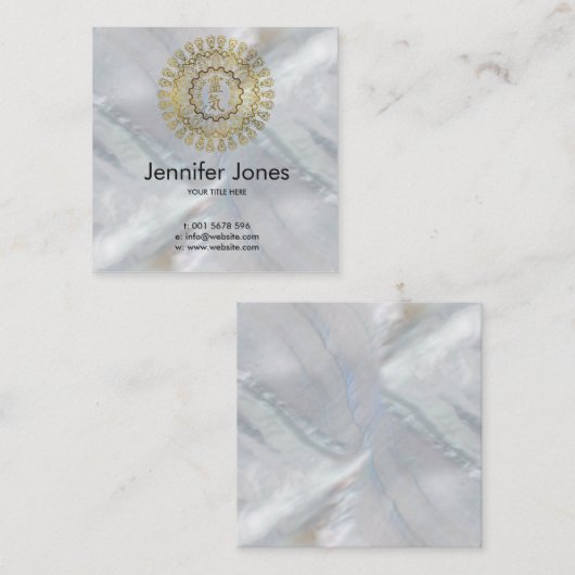 Reiki Symbolen in gouden mandala Vierkante Visitekaartje (Voorkant / Achterkant)