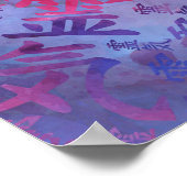 Reiki Symbolen Patroon - Waterverf purples Poster (Hoek)