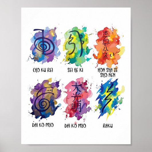 Reiki-symbolen waterkleur  poster (Voorkant)