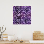 Reiki Symbols and healing hands on purple light Poster (Keuken)