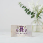 Reiki symbool en handen in Lotus Amethist en Goud Visitekaartje (Staand voorkant)